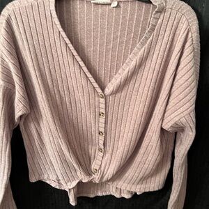 SO Women's Light Pink Ribbed Cardigan